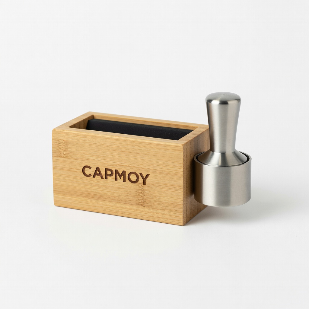 CAPMOY Espresso Knock Box with Stainless Steel Tamper Holder
