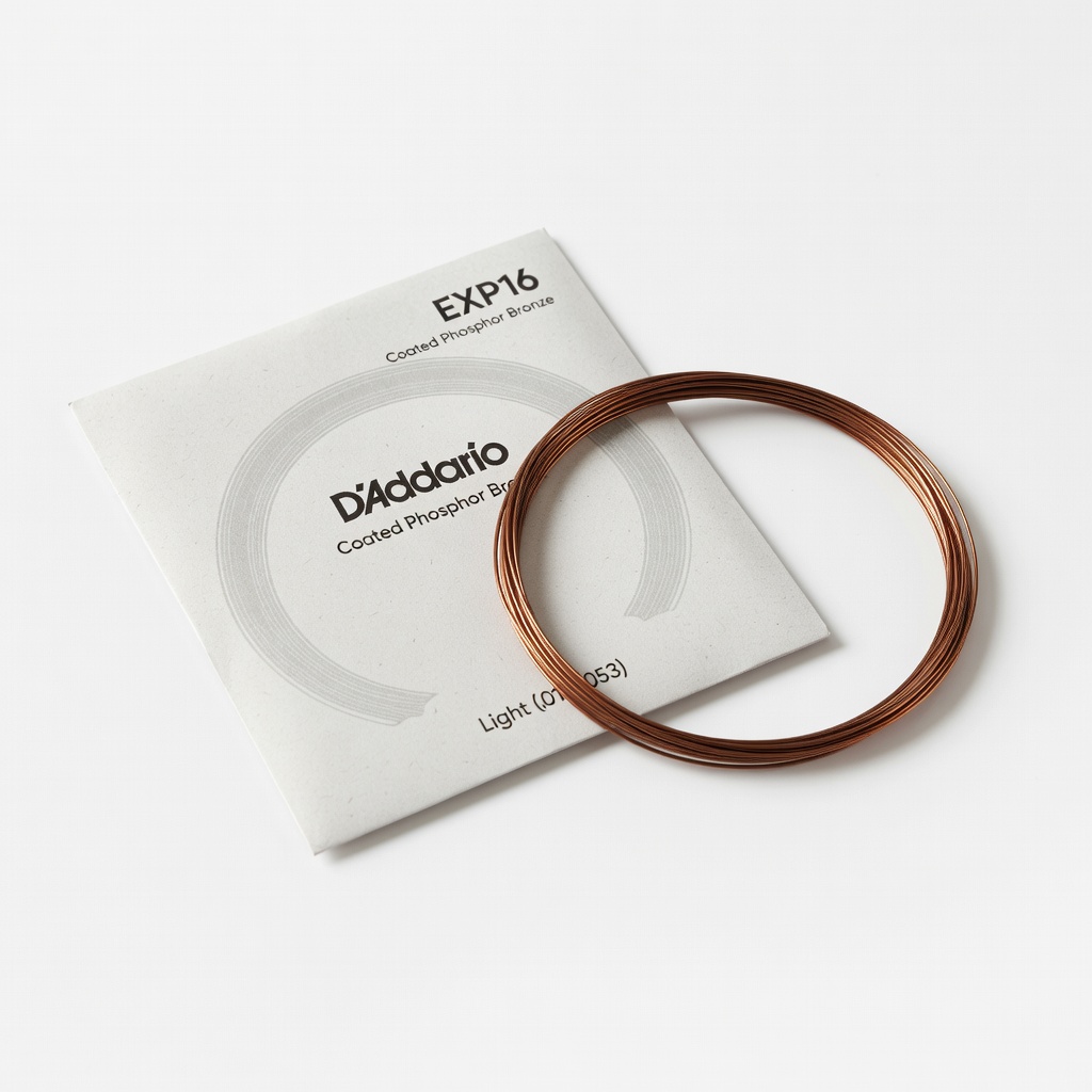 D'Addario EXP16 Coated Phosphor Bronze Acoustic Guitar Strings, Light (.012-.053)