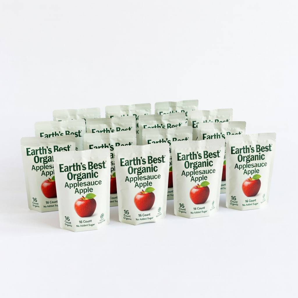 Earth's Best Organic Applesauce Pouches, Apple, 16 Count