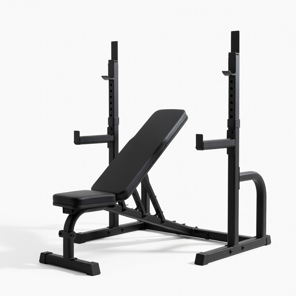 ER KANG Weight Bench Set with Squat Rack, Adjustable Incline Decline Bench