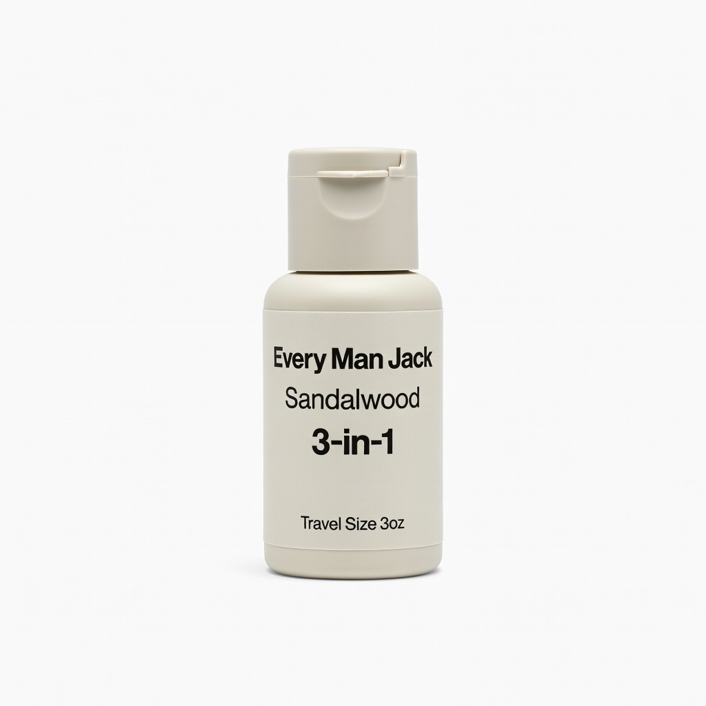Every Man Jack Sandalwood 3-in-1 Travel Size 3oz (ASIN: B08L5N5Q5P)