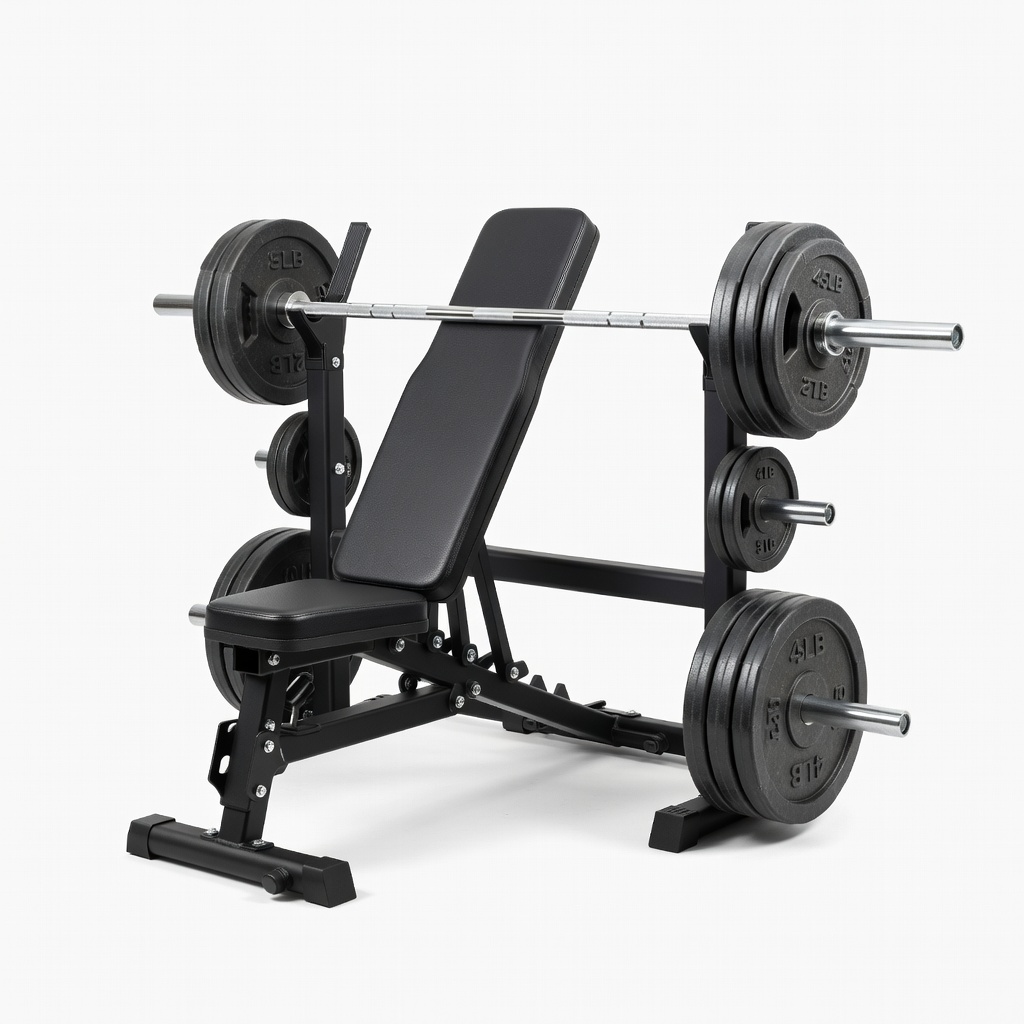 Fitness Reality 1000 Super Max Weight Bench with Rack and 210LB Weight Set