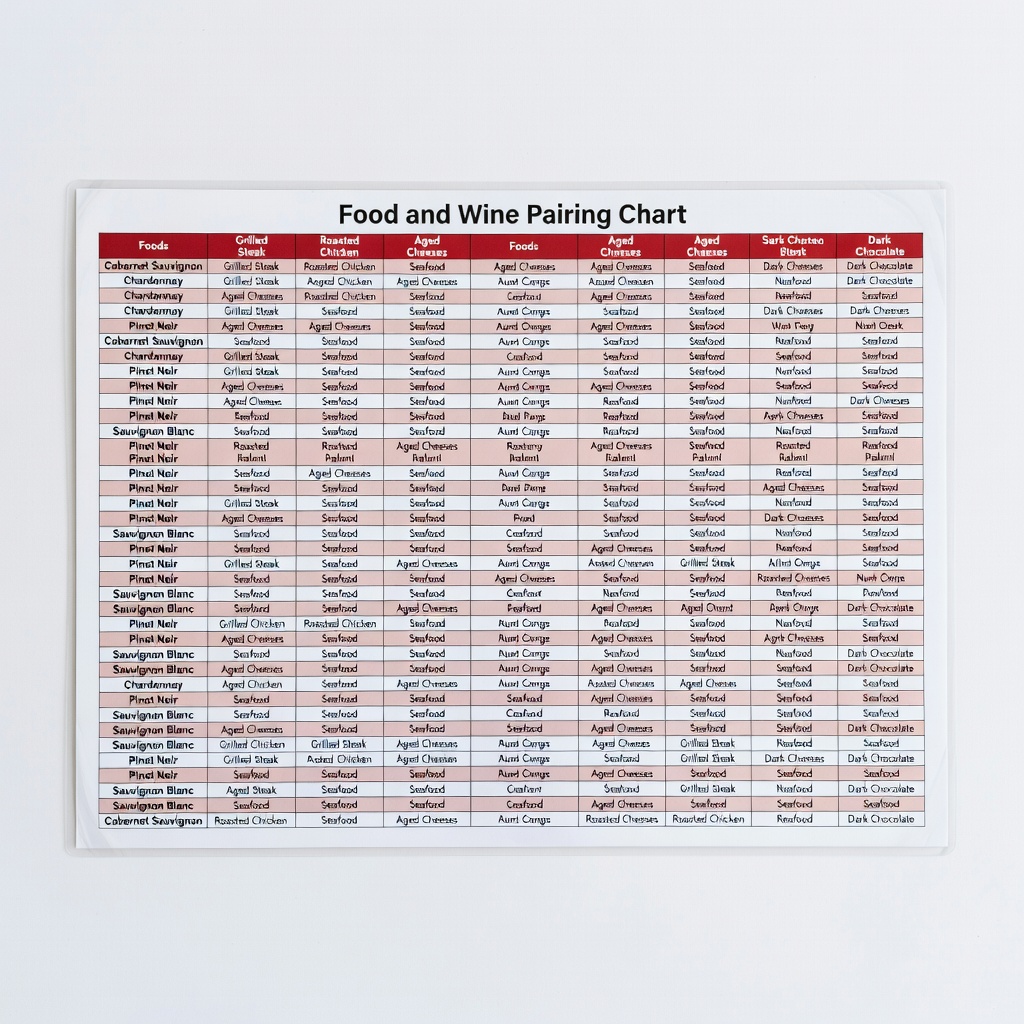 Food and Wine Pairing Chart Laminated Poster (11x17)