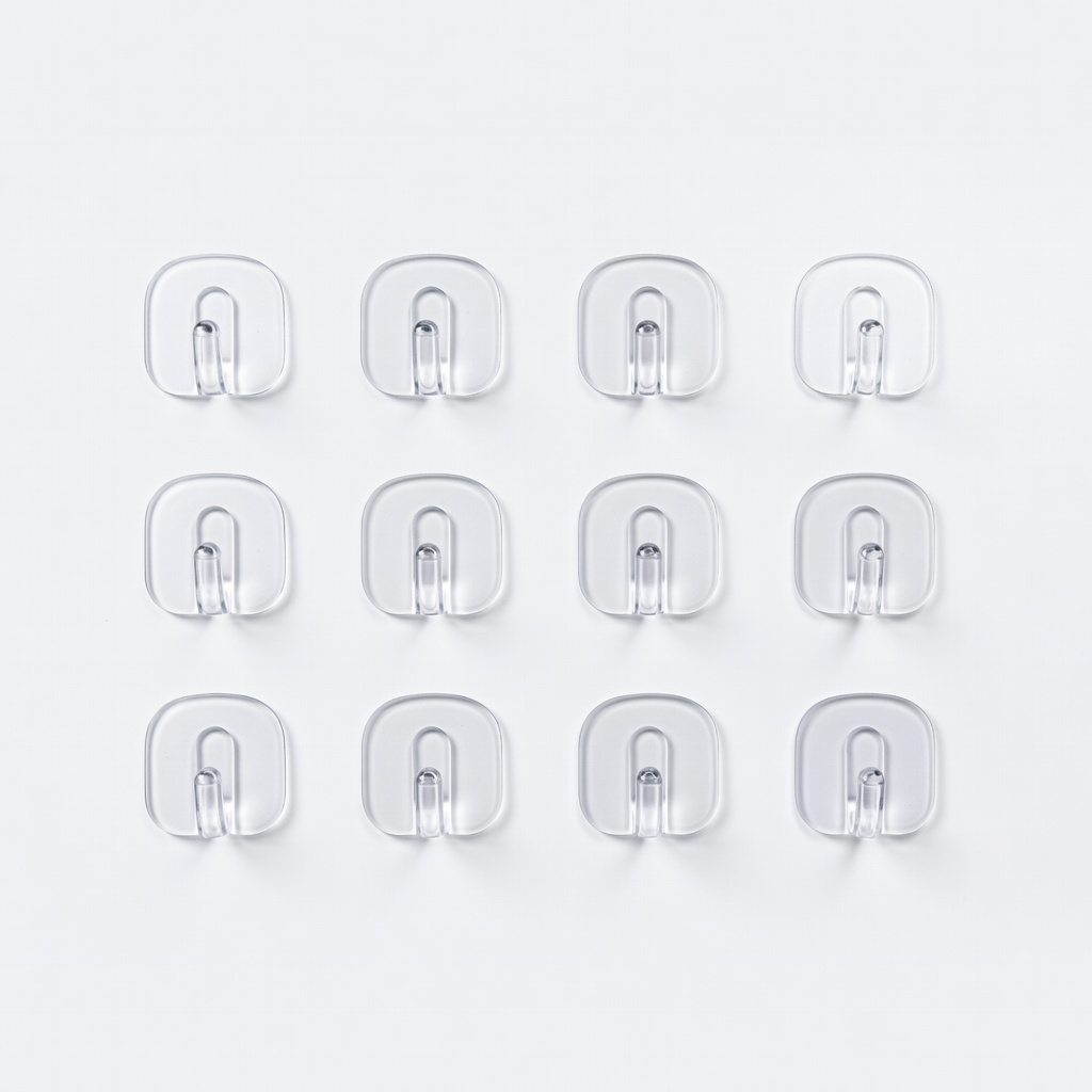 HOOMEE Clear Adhesive Hooks (12-Pack)