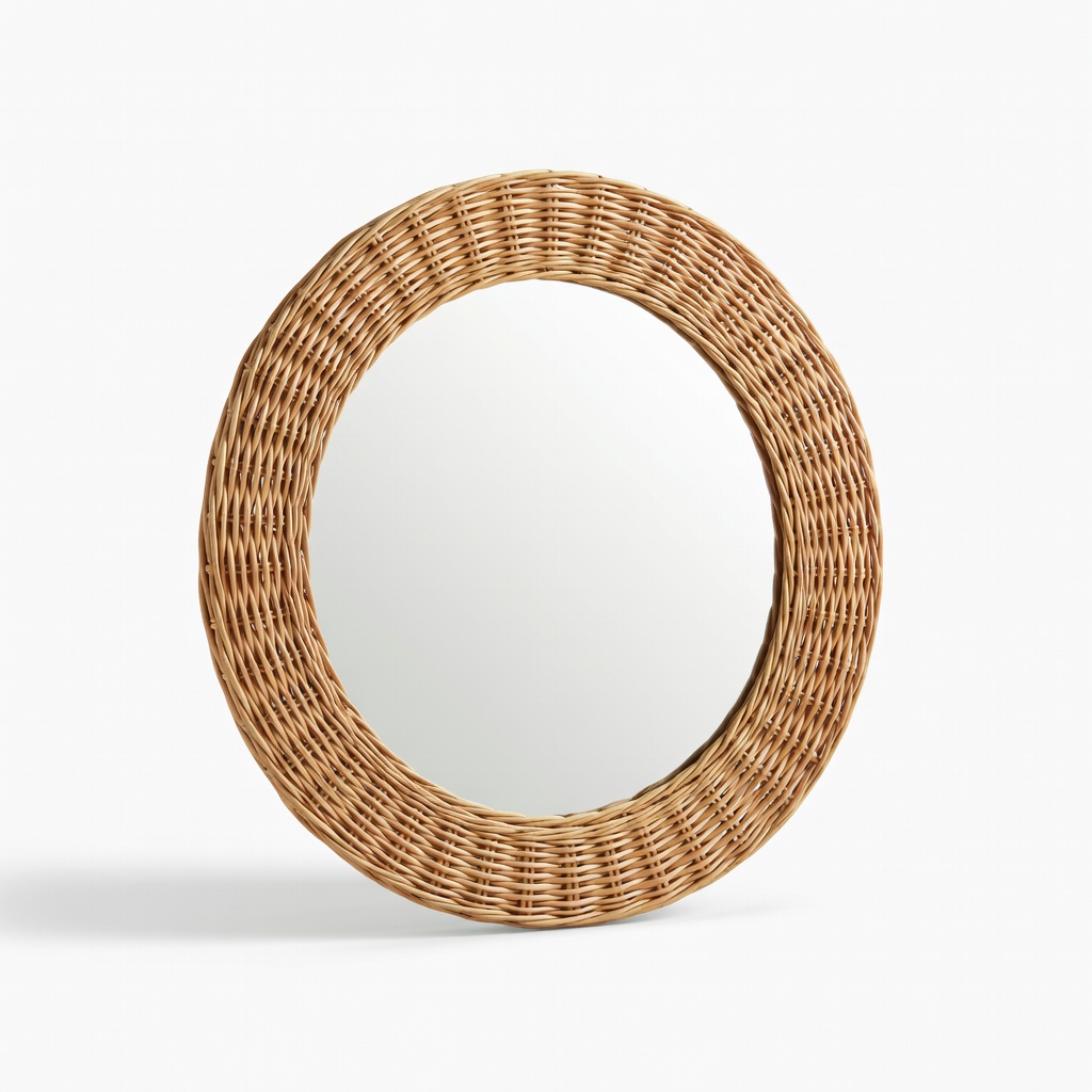 Kate and Laurel Sylvie 28'' Round Rattan Mirror