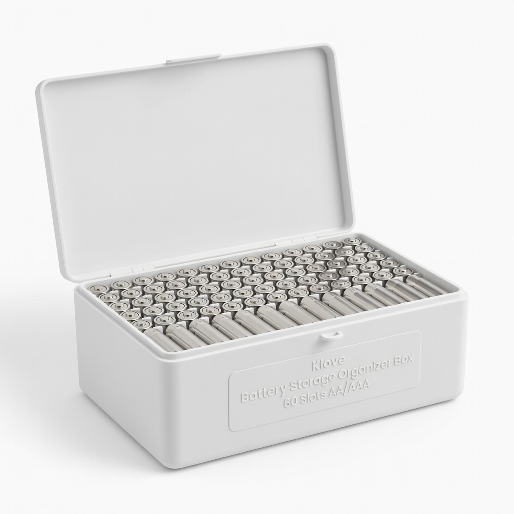 Klove Battery Storage Organizer Box 60 Slots AA/AAA