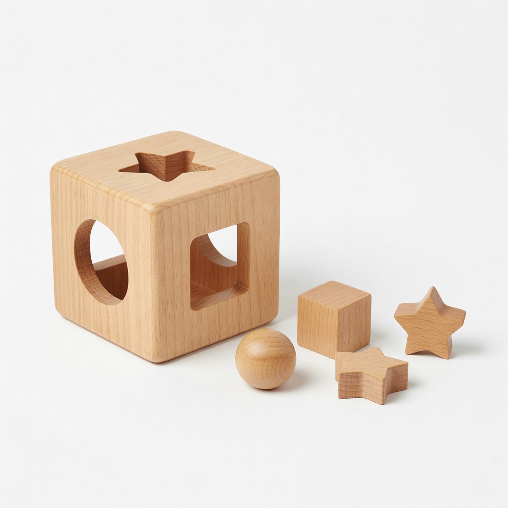 Melissa & Doug Wooden Shape-Sorter Cube (ASIN: B00068K4D2)