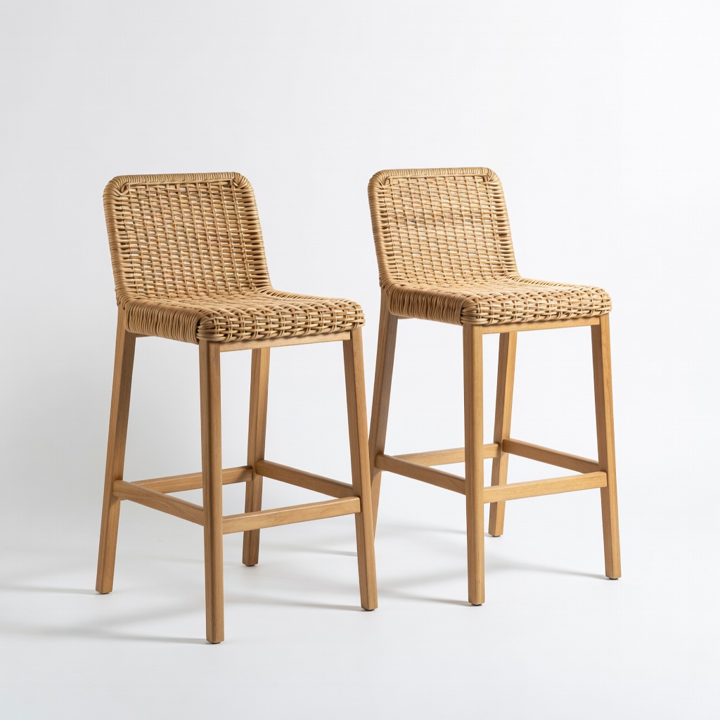 Nathan James Bar Stools, Theo Woven Rattan Counter Height Stool (Set of 2)
