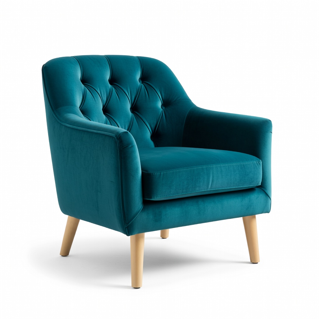 Novogratz Brittany Tufted Velvet Upholstered Accent Chair, Teal