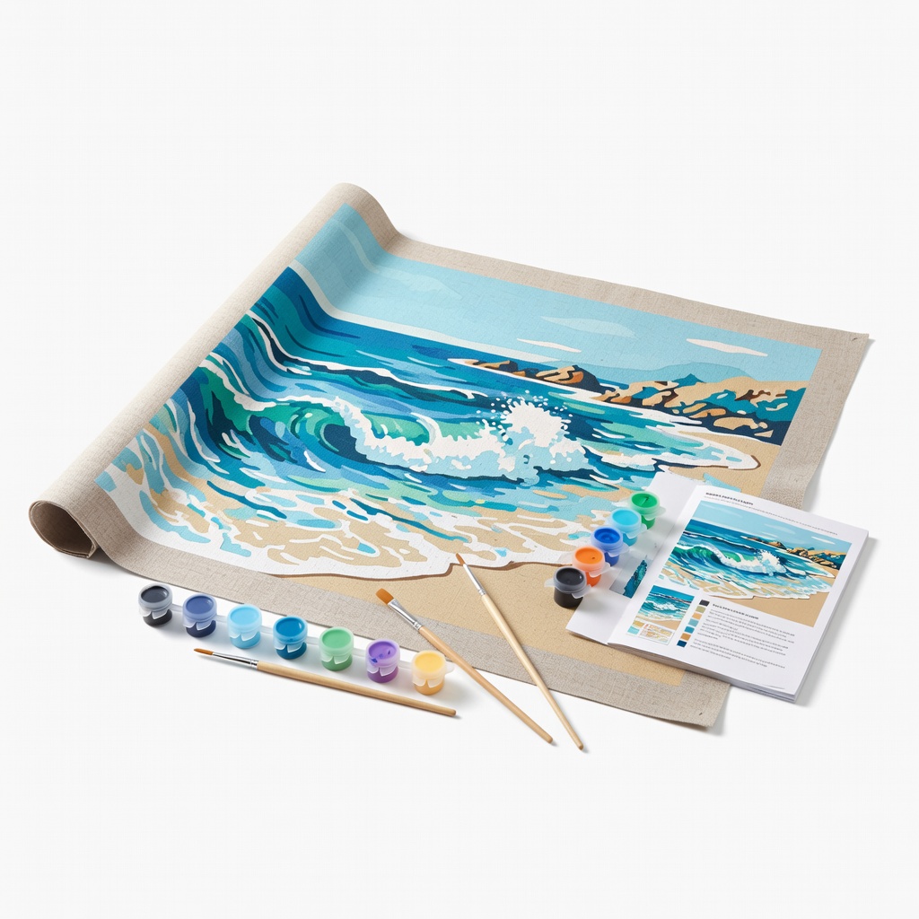 Paint by Numbers Kits for Adults - Ocean Scene Linen Canvas