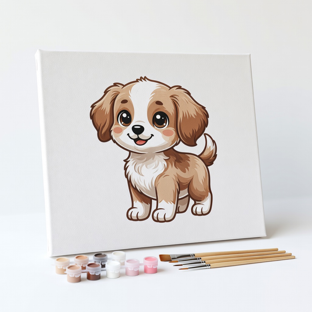 Painting By Numbers Kit on Canvas - Cute Dog 16x20 Inch