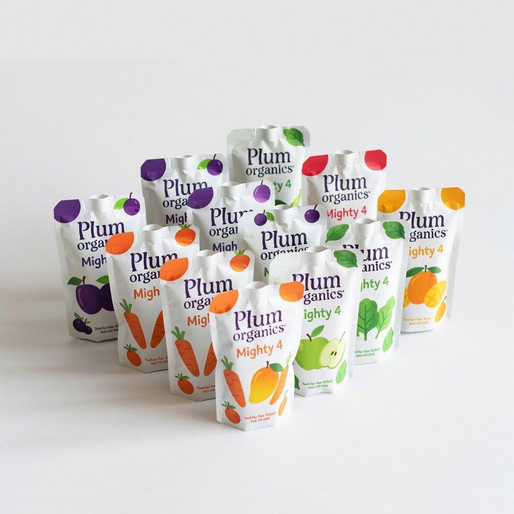 Plum Organics Mighty 4 Toddler Pouches, Variety, 12 Count