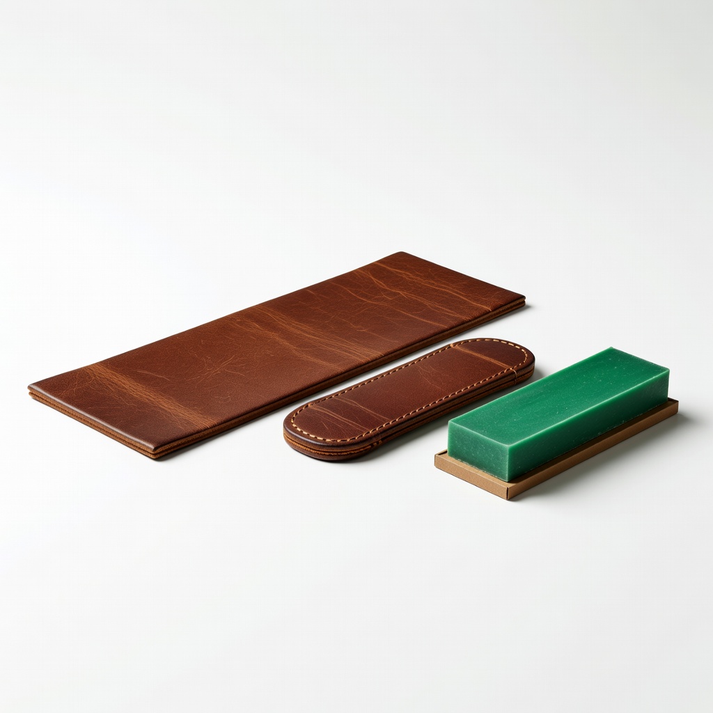Poly-Tool Premium Leather Strop Kit with Green Compound