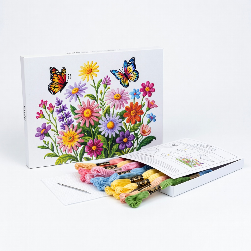 Riolis Beginner Cross Stitch Kit Flowers and Butterflies