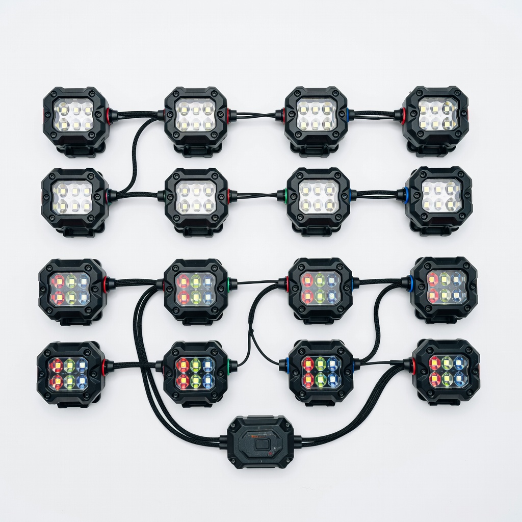 Rough Country RGB LED Rock Light Kit (8 White/8 Multi-Color)