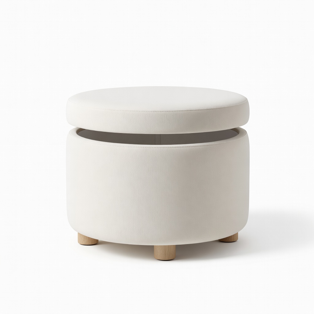 Simpli-Magik Round Storage Ottoman