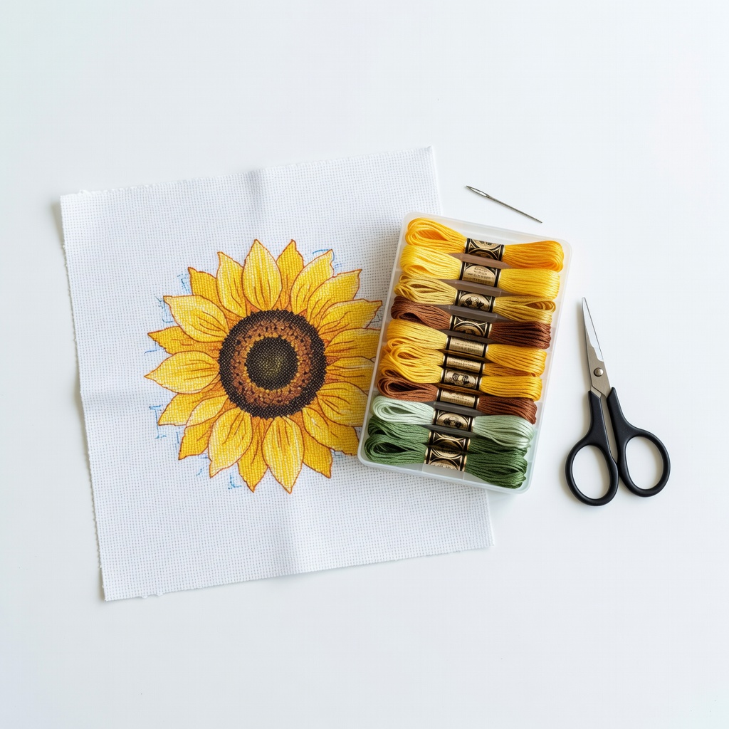 Stamped Cross Stitch Kits for Beginners 14CT Sunflower