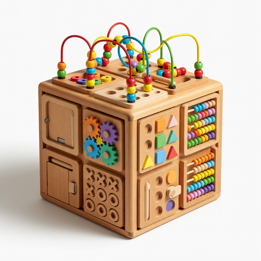 TOP BRIGHT 8-in-1 Wooden Activity Cube