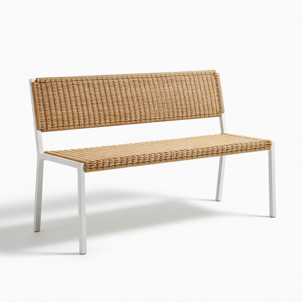 Walker Edison Modern Rattan Kitchen Bench