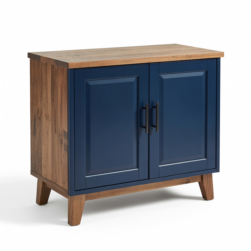 Walker Edison Modern Rustic Wood Accent Cabinet, Navy