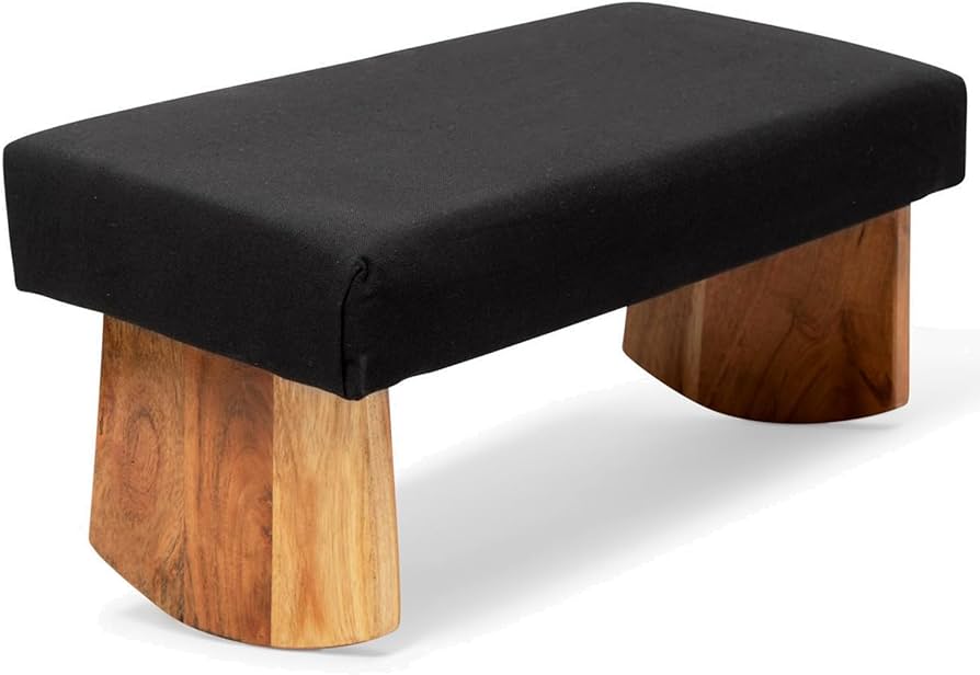Harmony House Premium Acacia Wood Meditation Bench, Handcrafted Seiza Stool with Cushion Option