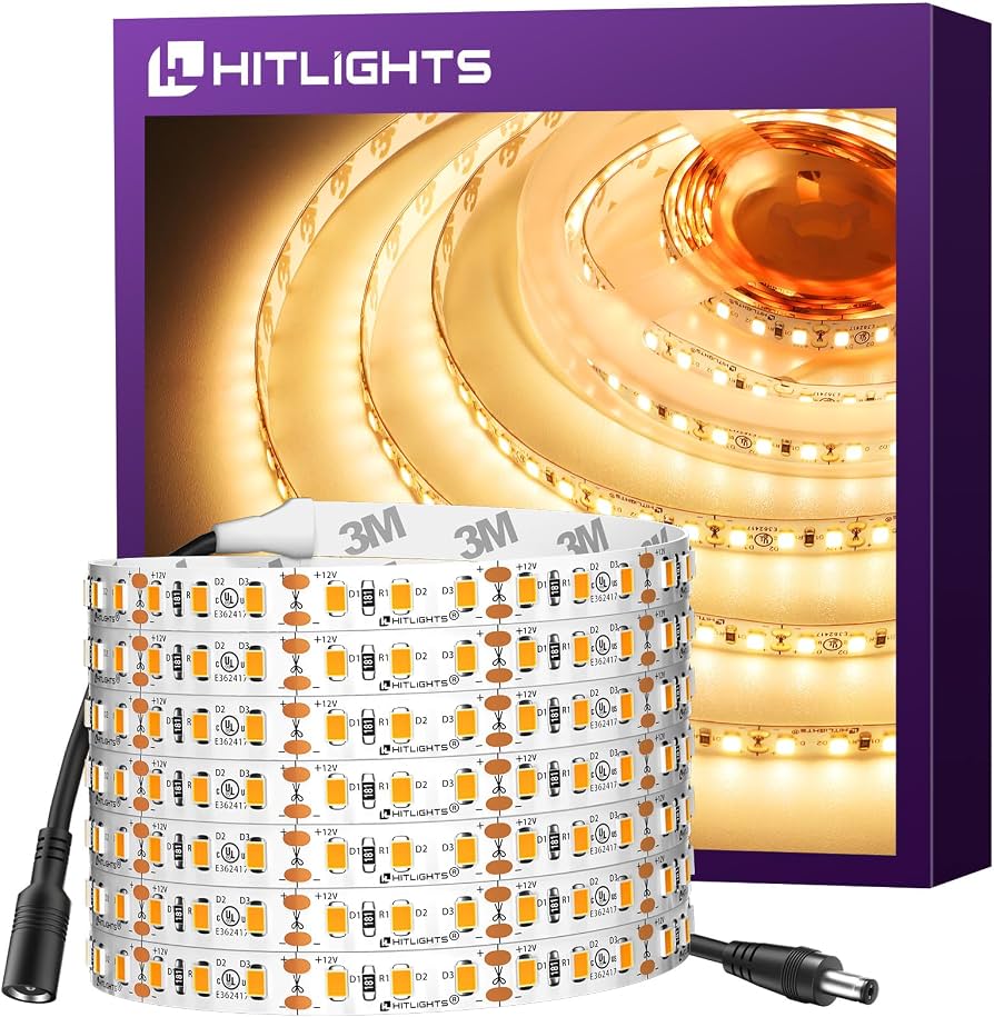 HitLights 12V LED Strip Lights (Warm White, 16ft)
