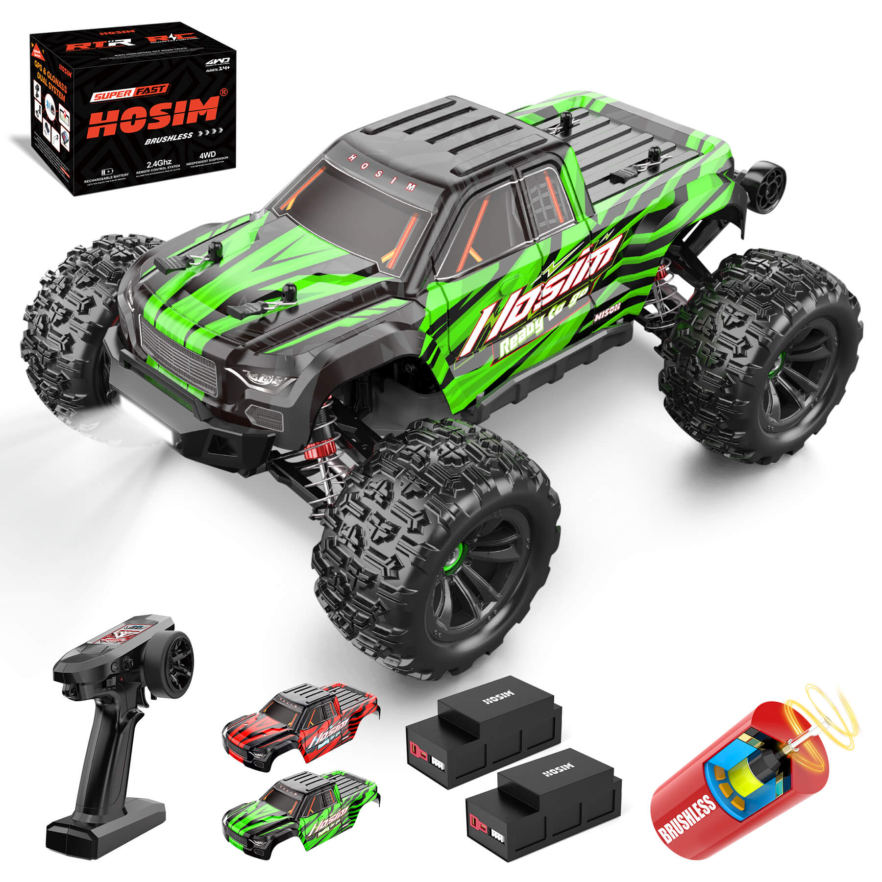 Hosim 1/16 Scale Brushless RC Car 4x4 Waterproof Truck
