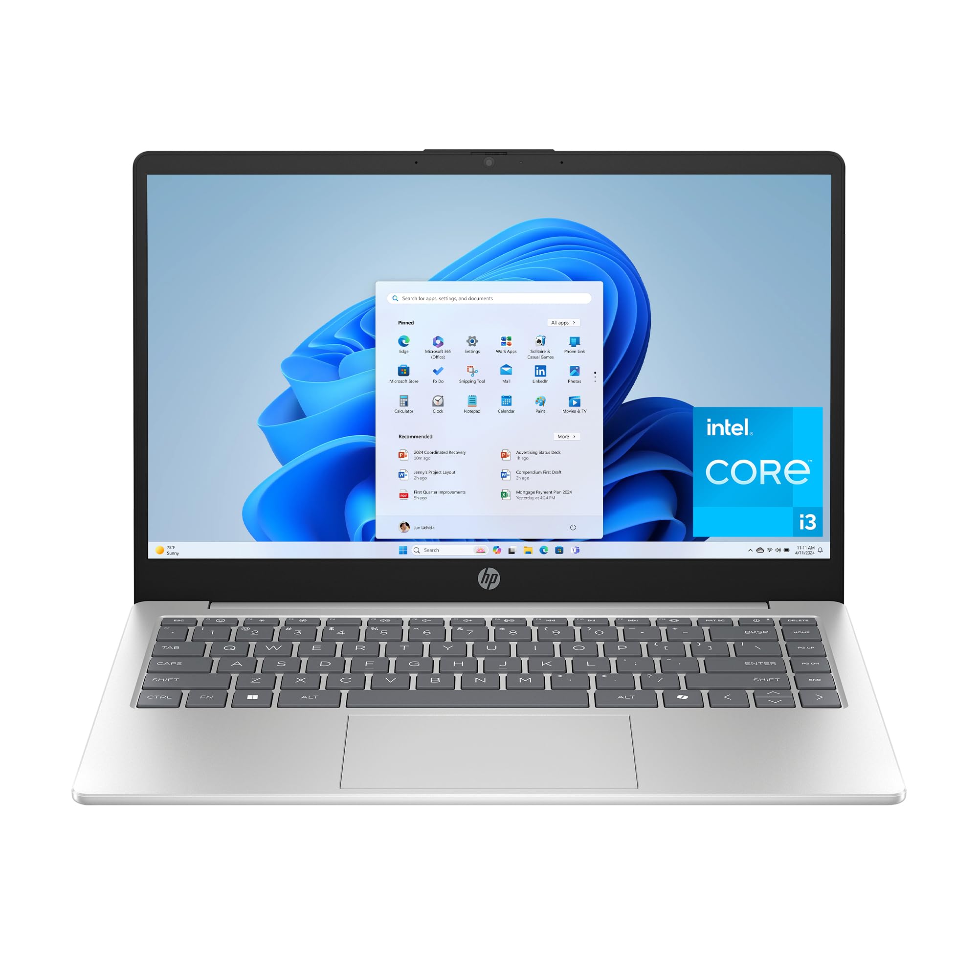 HP 14 Laptop 14-dq2000 (Intel Core i3-N305, 8GB RAM, 256GB SSD, Lunar Silver)