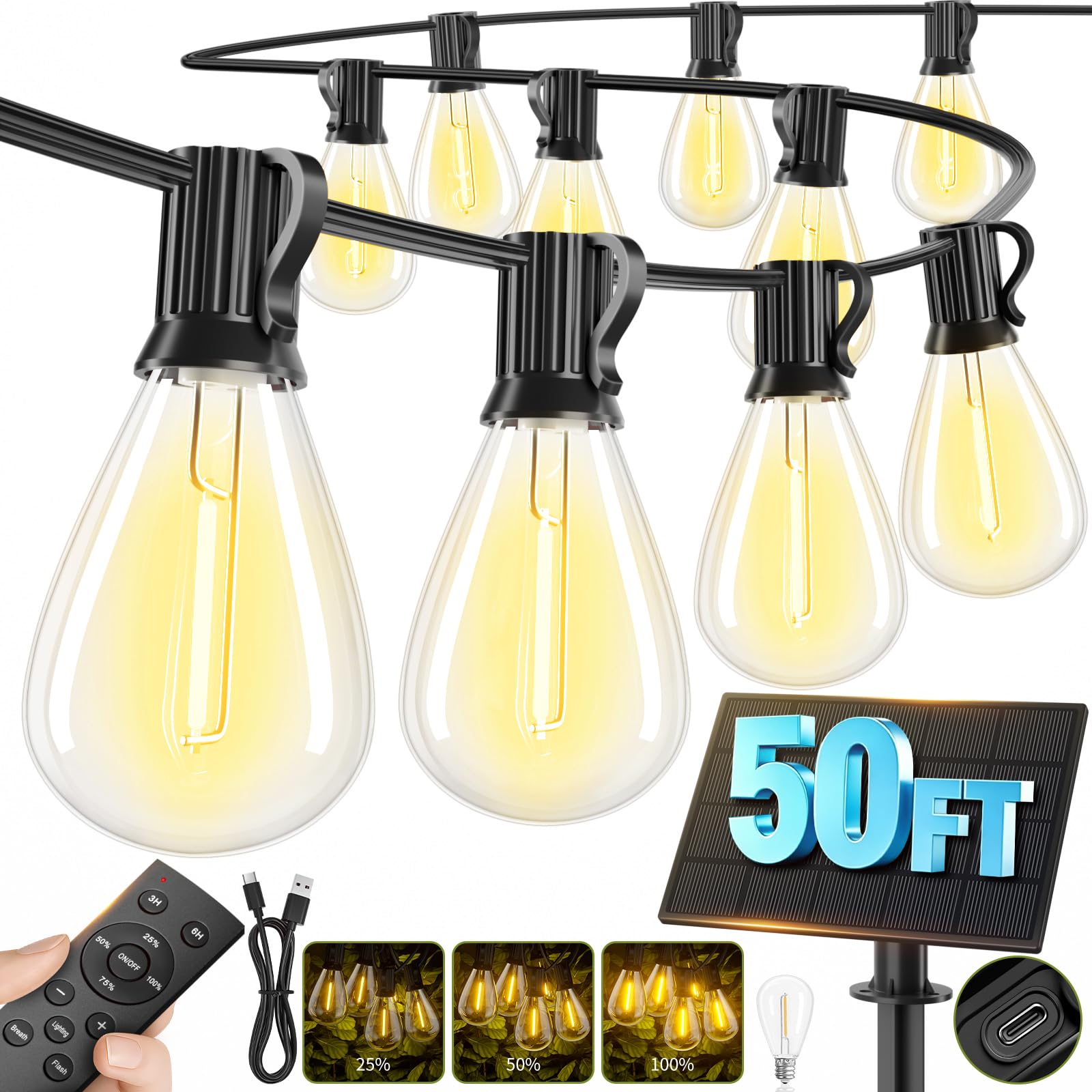 Hykolity 50ft String Lights with Remote