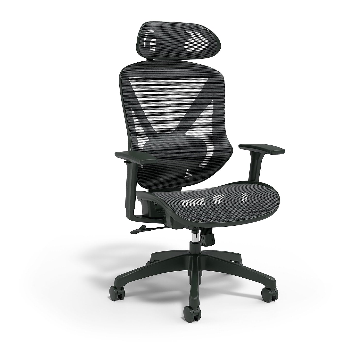 Inbox Zero L-Shape Desk + Staples Dexley Mesh Task Chair Setup