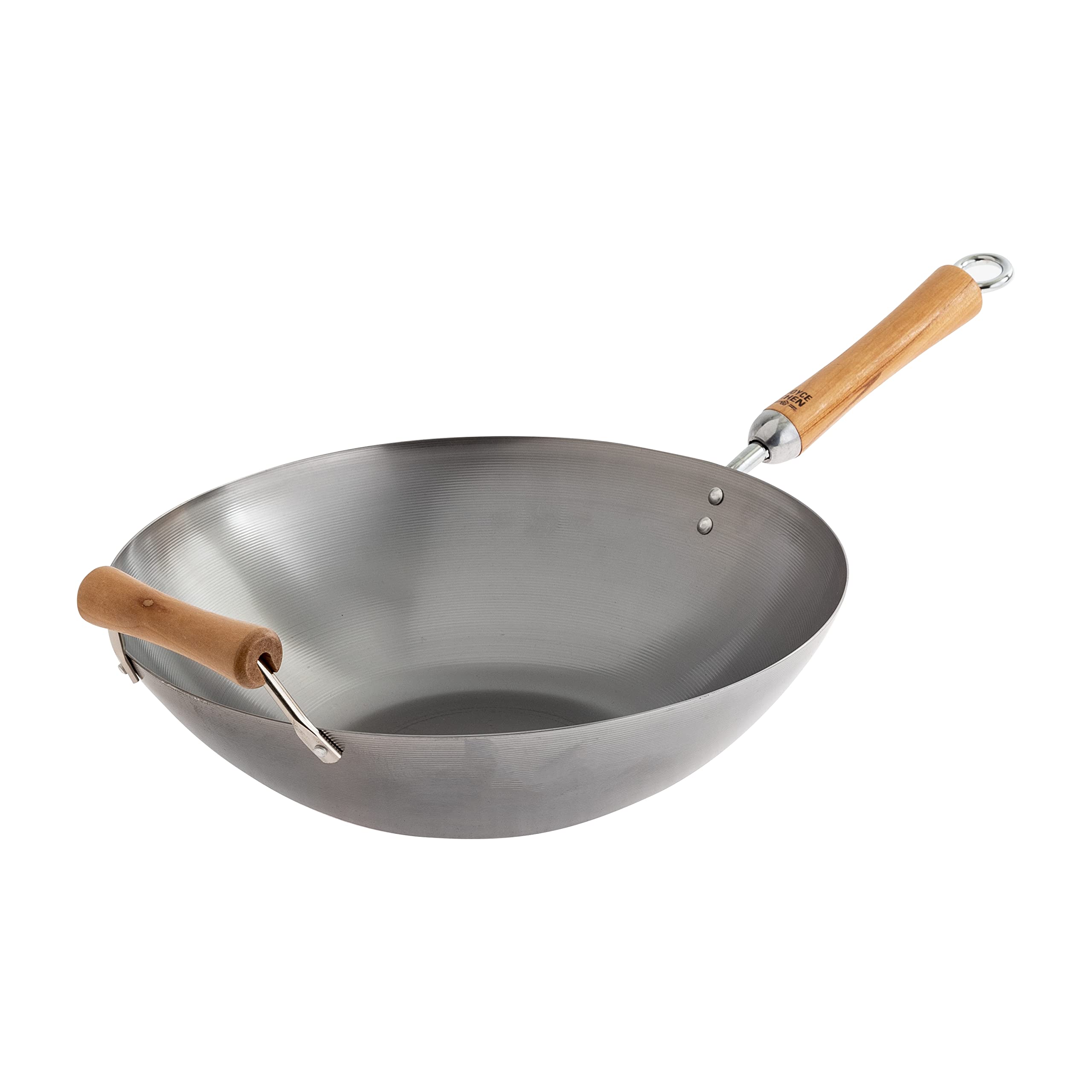 Joyce Chen 14-Inch Flat Bottom Carbon Steel Wok with Wooden Handle