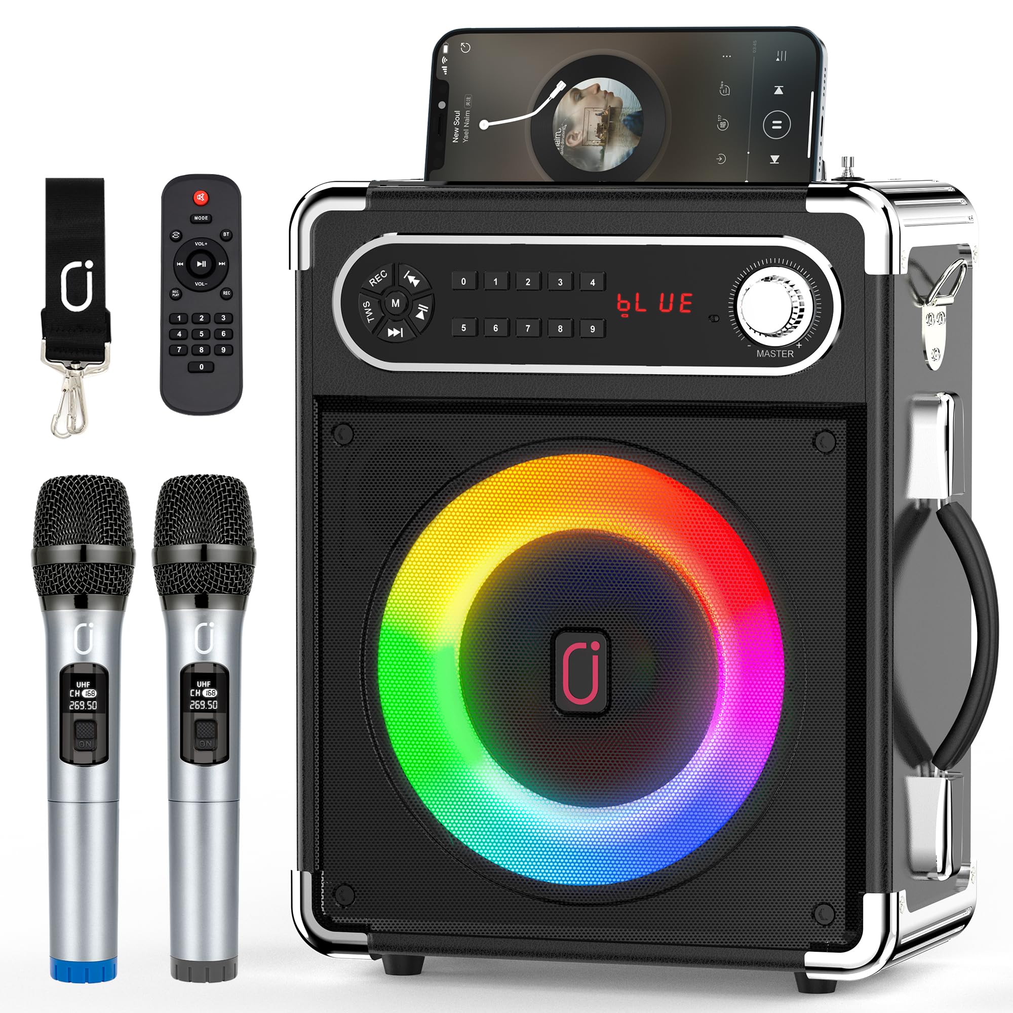 JYX Portable Karaoke Machine with Dual Wireless Mics