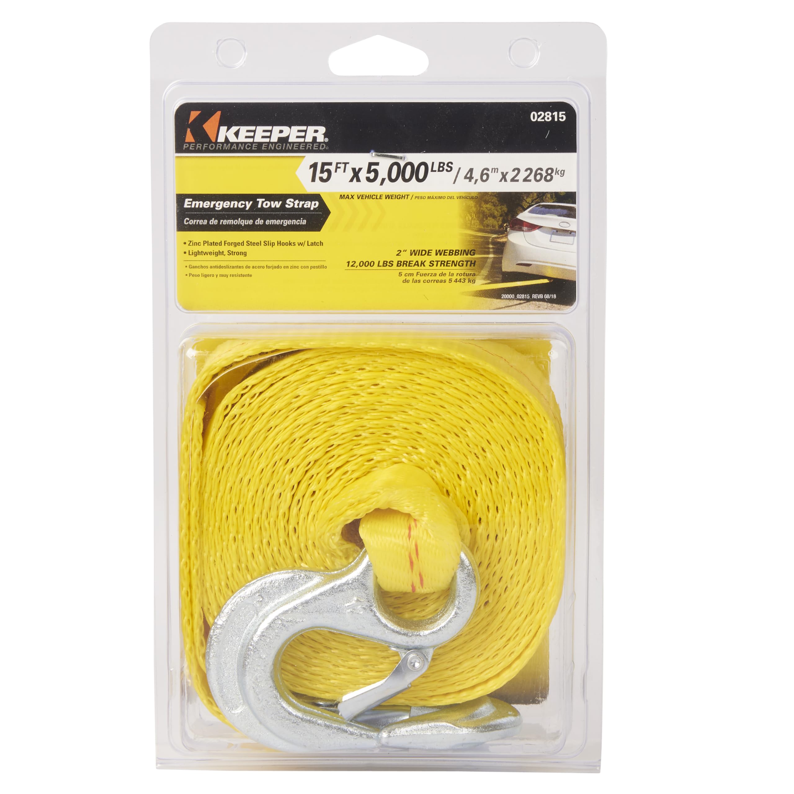 Keeper 15 ft Recovery Tow Strap with Loops
