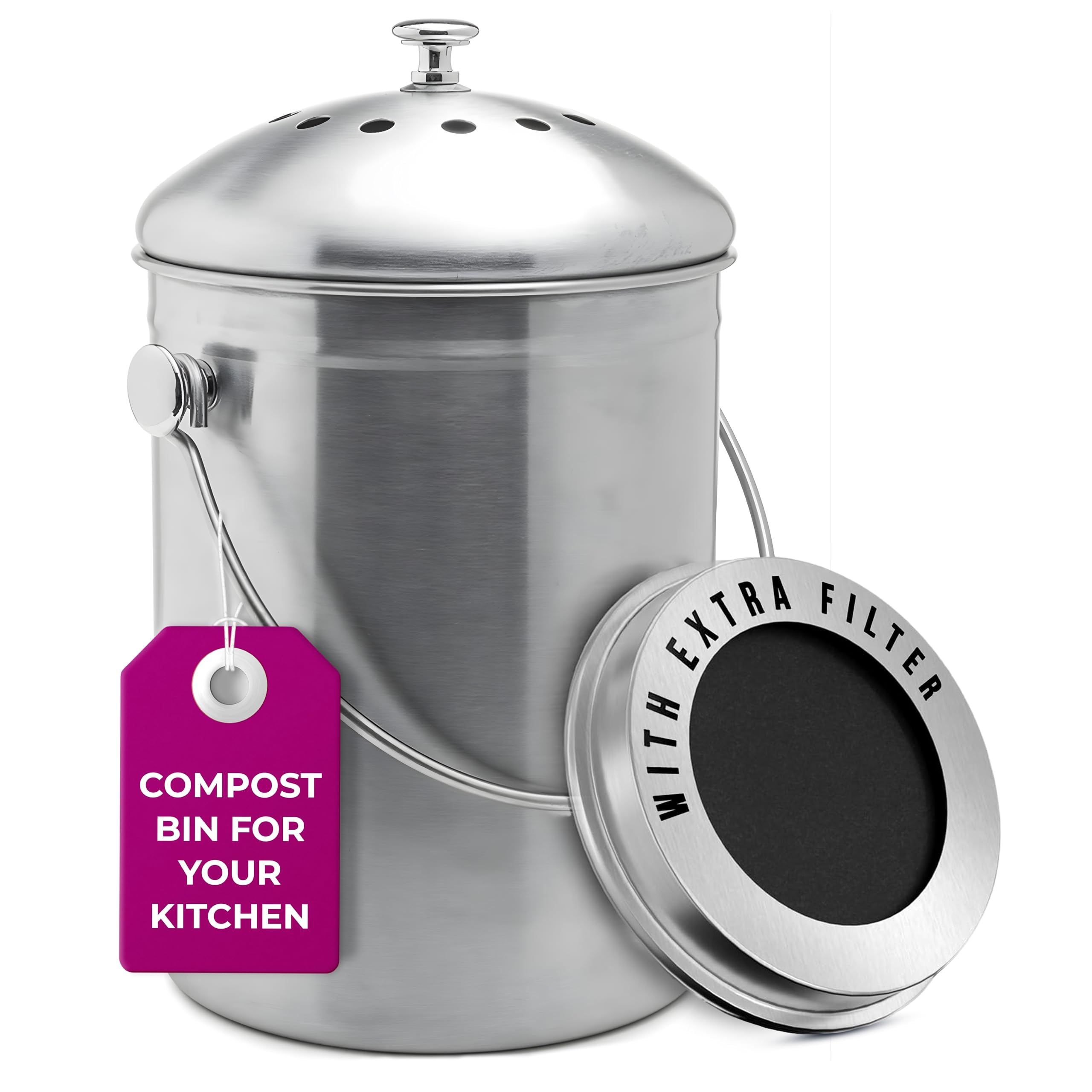 Kitchen Compost Pail with Charcoal Filter