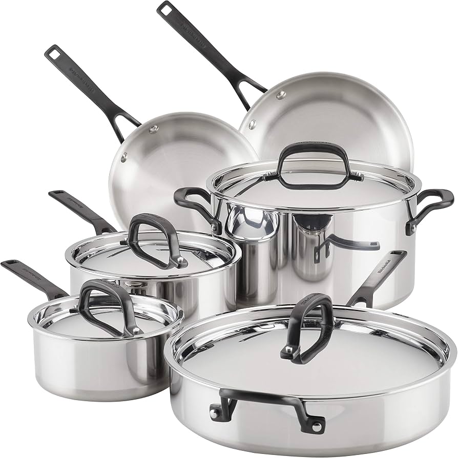 KitchenAid 5-Piece Stainless Steel Wok and Cooking Utensil Set