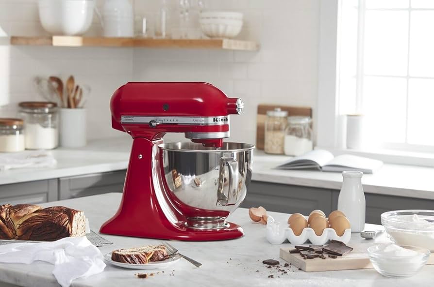KitchenAid KSM150PSER Artisan Series 5 Quart Tilt-Head Stand Mixer, Empire Red