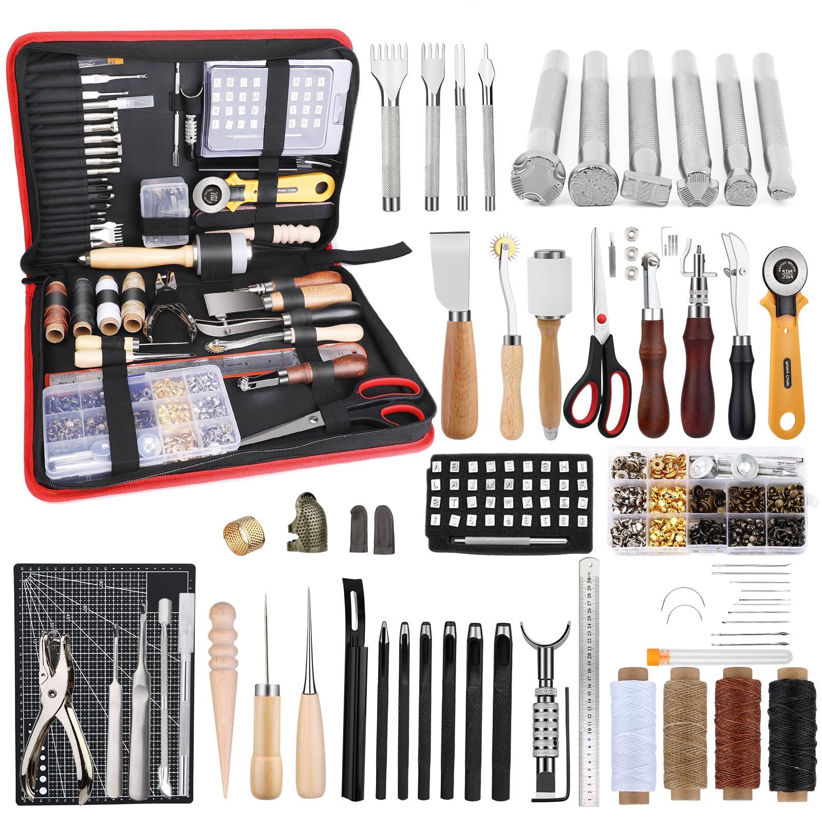 Leather Crafting Kit, Beginners Stitching Punch Tool Set with Leather