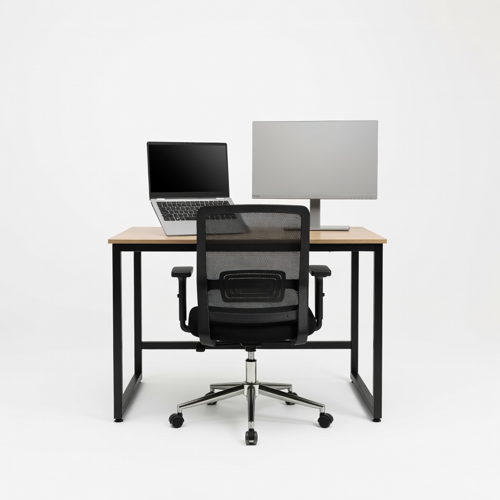 Lenovo IdeaPad Slim 3 Chromebook 14 (MediaTek Kompanio 520, 8GB RAM, 128GB eMMC) + CubiCubi 36" Small Desk + Flash Furniture Compact Mesh Chair + ViewSonic 22" Monitor