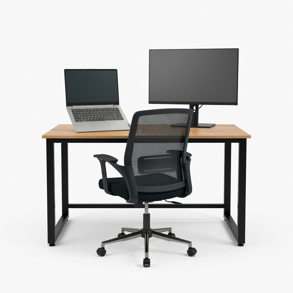Lenovo IdeaPad Slim 3i 15IAU7 (i3-1215U, 8GB RAM, 256GB SSD) + Amazon Basics 42x24 Classic Desk + Homeofficeology Mid-Back Mesh Chair + Sceptre 22" LED Monitor