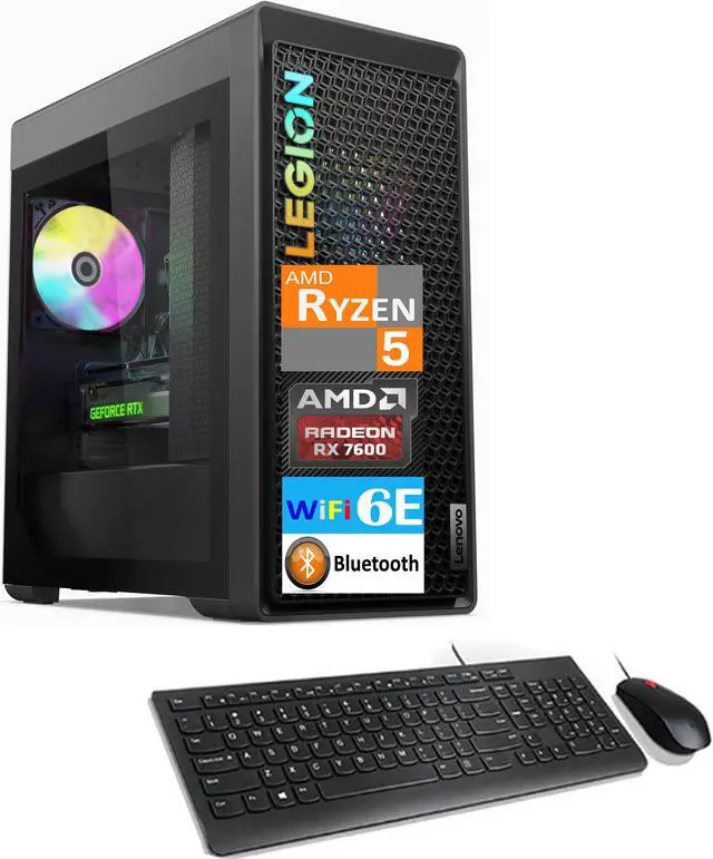 Lenovo Legion Tower 5 Gen 8 Gaming Desktop (AMD Ryzen 5 7600, RTX 4060 Ti 8GB, 16GB DDR5 RAM, 1TB SSD)