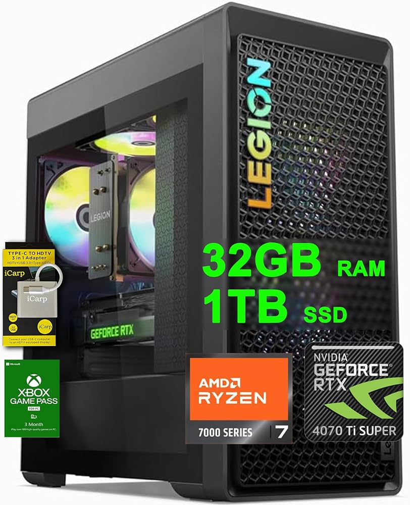 Lenovo Legion Tower 5 (Ryzen 7 7700, RTX 4070, 32GB DDR5, 1TB NVMe)