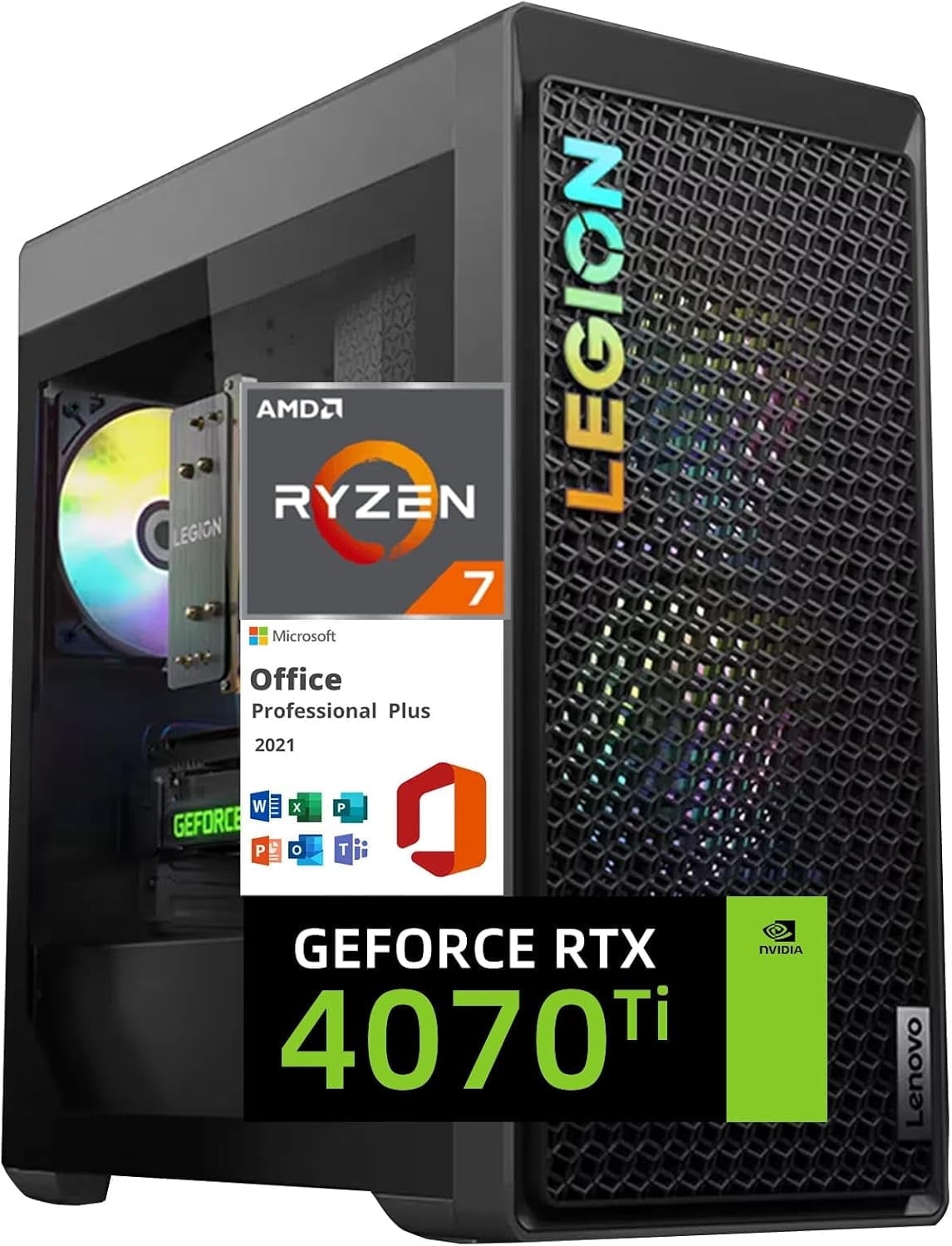 Lenovo Legion Tower 5i Gen 8 Gaming Desktop - AMD Ryzen 7 7700, RTX 4060 8GB, 32GB DDR5 RAM, 1TB SSD