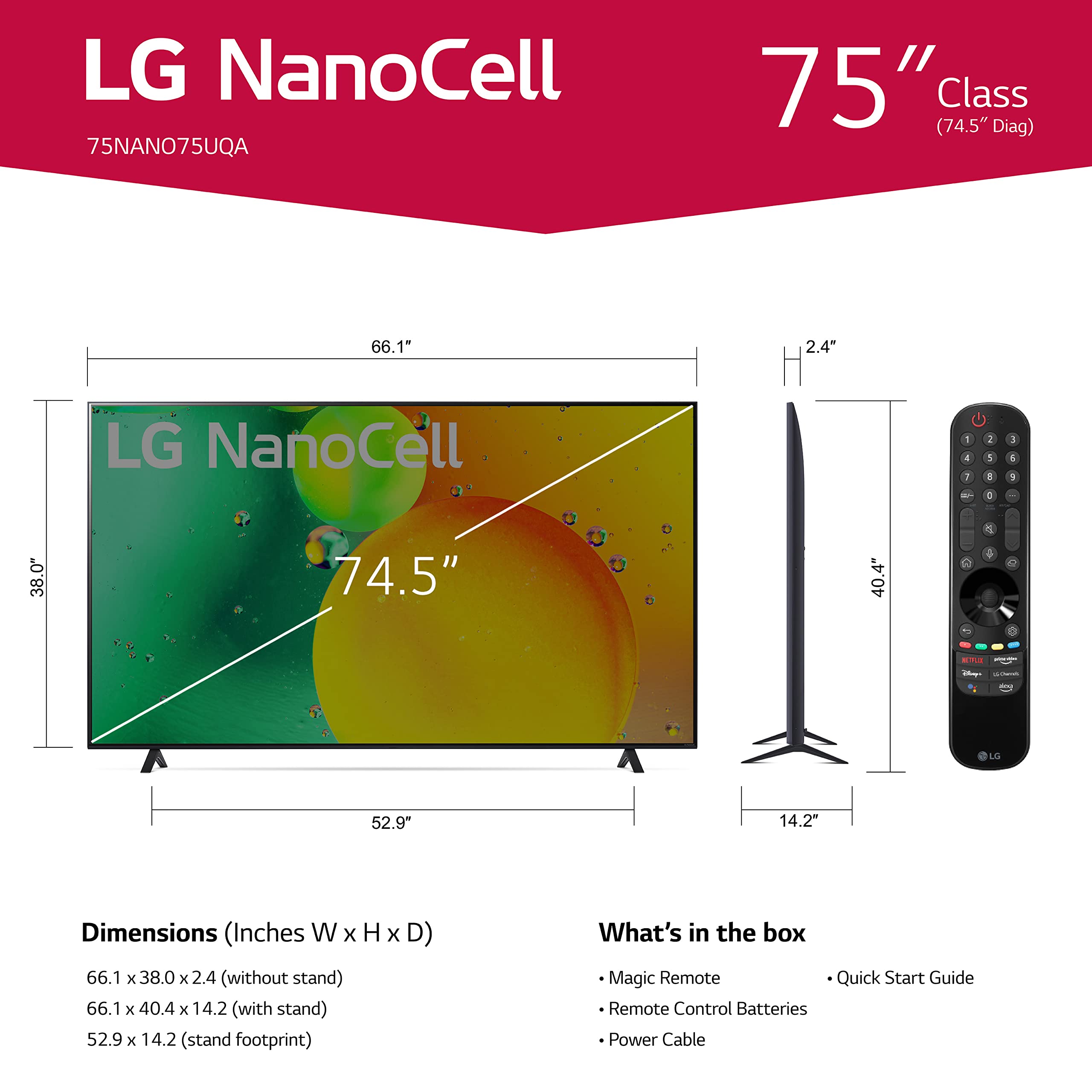 LG NanoCell 75 Series 4K Smart TV (75NANO75UQA)