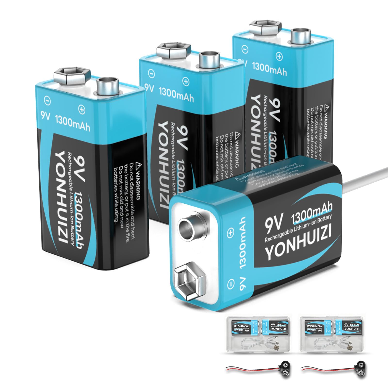 LiCB 9V Lithium Batteries (4-Pack)