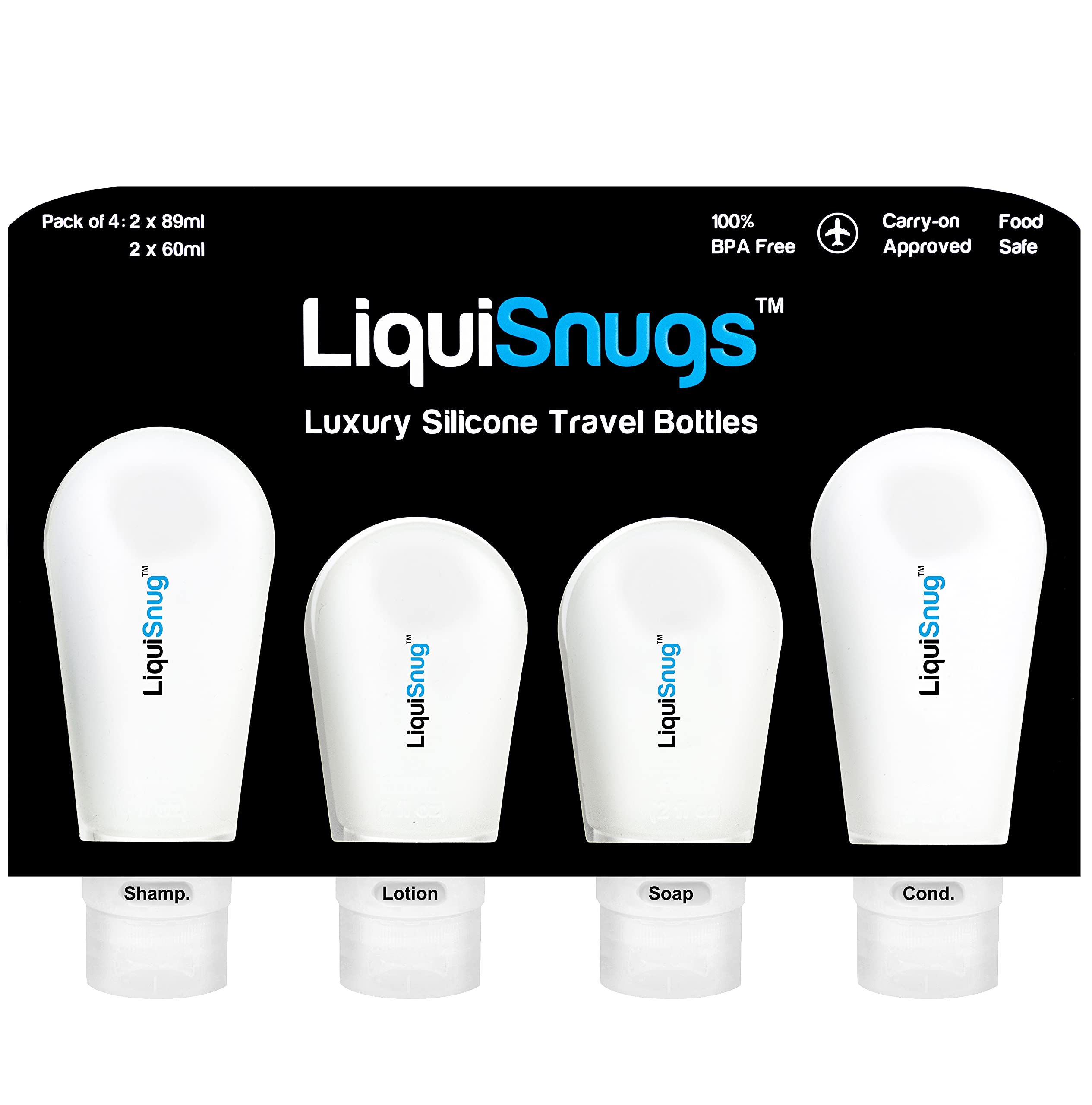 LiquiSnugs Premium Leak-Proof Travel Bottles (4 Pack)