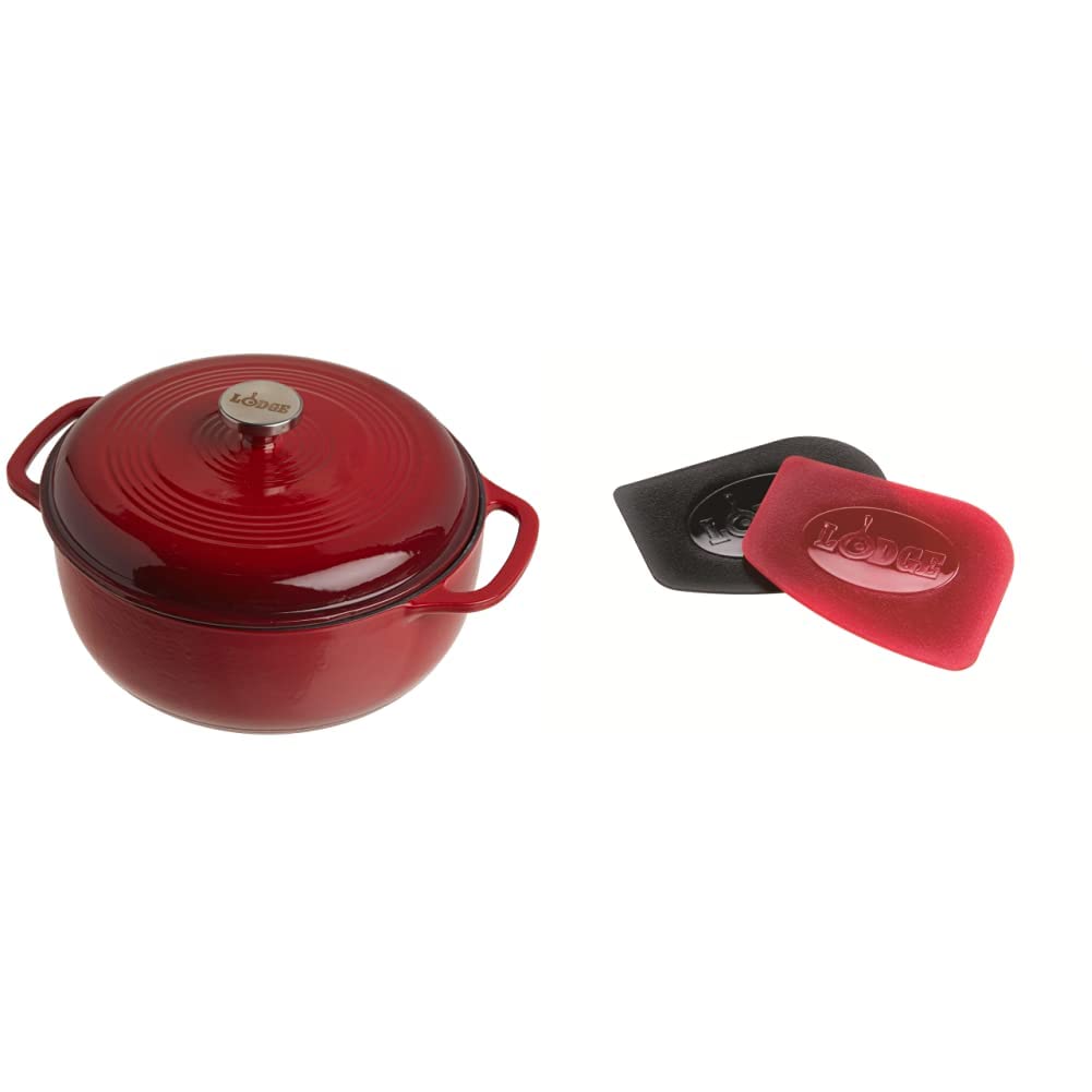 Lodge 6 Quart Enameled Cast Iron Dutch Oven, Island Spice Red