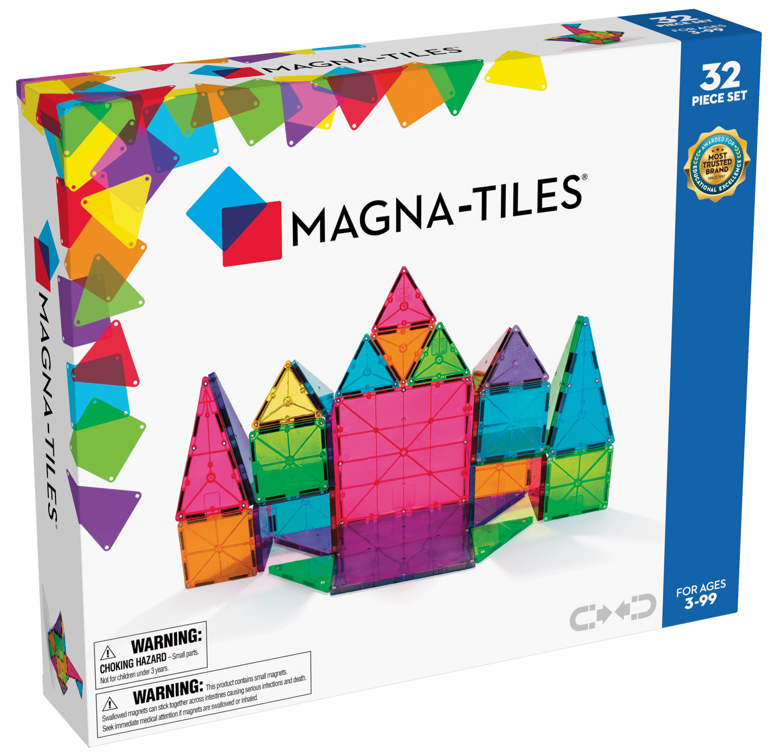 Magna-Tiles 32-Piece Clear Colors Set