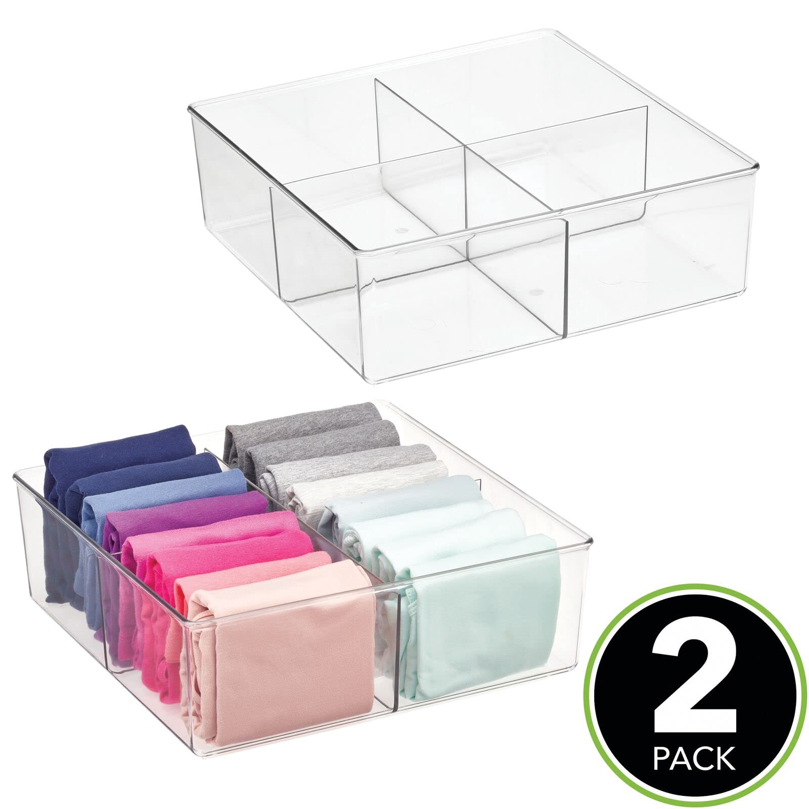 mDesign Plastic Drawer Organizer Tray, 4 Pack