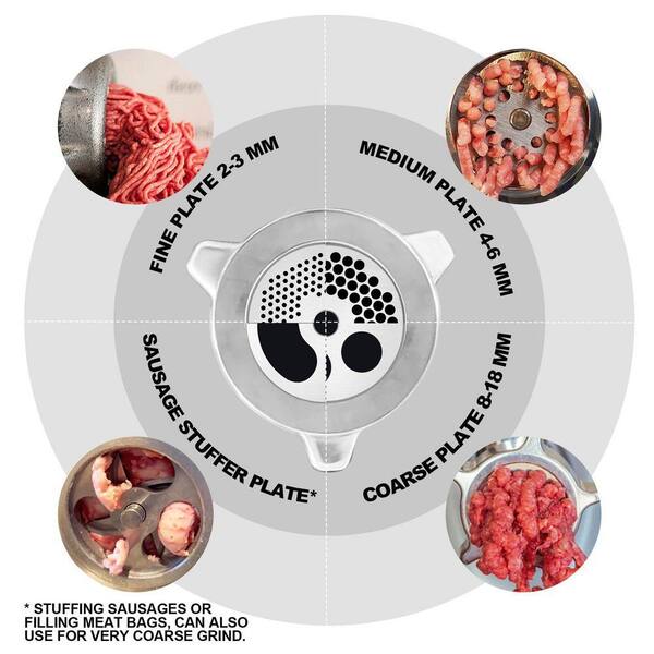 Meat Grinder Plate Set (Fine, Medium, Coarse)