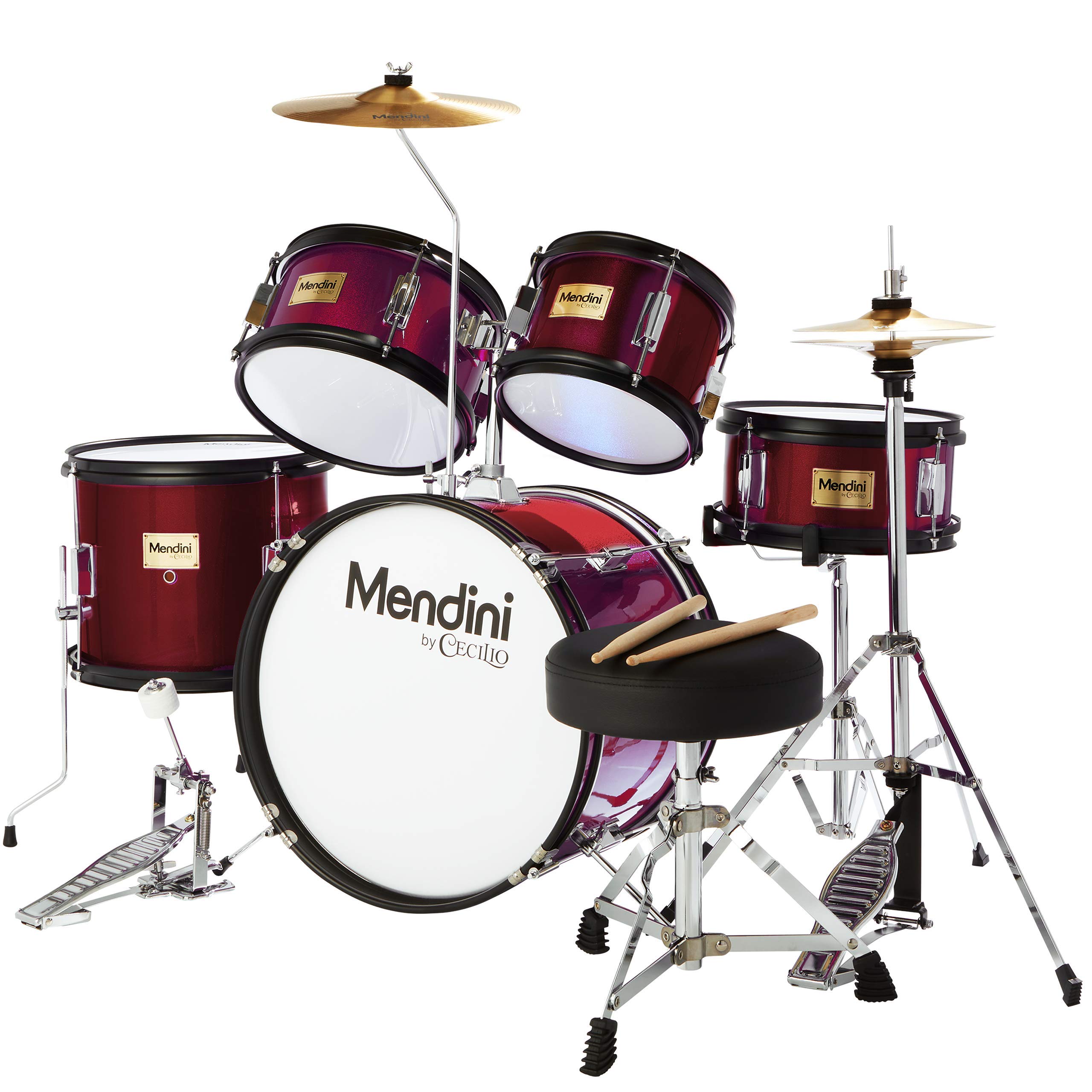 Mendini by Cecilio Drum Set 5-Piece Complete Beginner Drum Kit